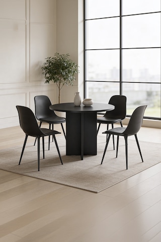 Harmony Sora Oval Masa 90x75x90 Cm Siyah Sadece Masa - Modern Tasarım