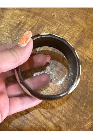Çiçek Desenli Kadın Kemik Hint Bileziği Çap 7 Cm Çok Renkli