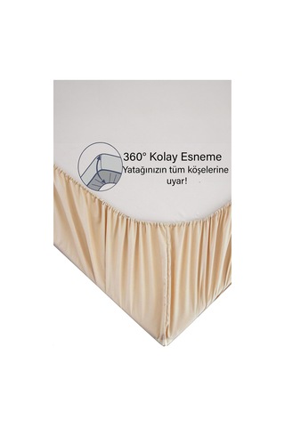 Ranforce Bej Pamuklu Tek / Çift Kişilik Battal Tam Kenar Lastikli Çarşaf 14 Renk Fıtted Bej