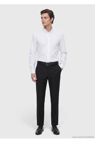Ramsey Siyah Modern Fit Klasik Yün Karışımlı Pantolon siyah