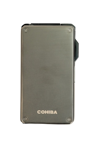 Cohiba Çift Torch Pürmüz Deliclili Gunmetal Metal Puro Çakmağı - Tr9479