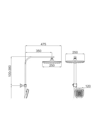 Kale Rain Kare Basma Butonlu Tepe Duş Seti Krom