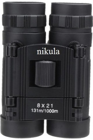 8x21 Kauçuk Kaplama Haki Renk Cep Boy Mini Dürbün Siyah