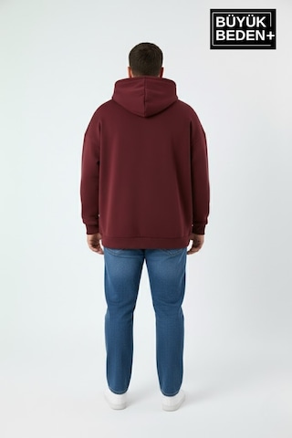 Süperlife Erkek Büyük Beden Ar Baskılı Kapüşonlu İnce Sweatshirt Spr26bsw963 Bordo