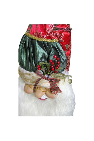 Yılbaşı Süsü Şapkalı Noel Baba Kafa Kapı Süsü Yeşil Kırmızı 90 Cm