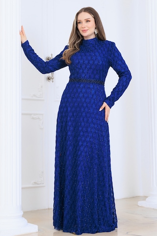 Raika Moda Lina Büyük Beden Tesettür Abiye İndigo