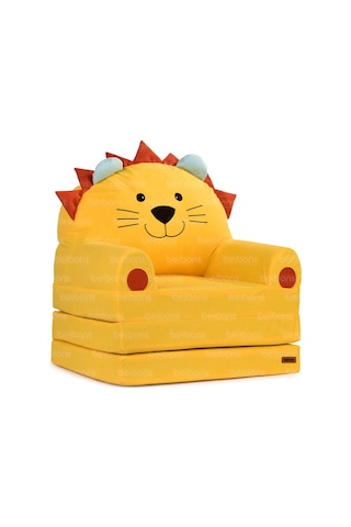 Portatif Katlanabilir Sevimli Çocuk Koltuğu - 3 Katlı Çocuk Yatak Koltuk - Taşınabilir Bebek Koltuğu Sarı