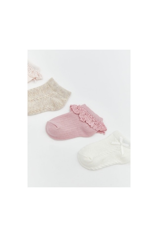 LC Waikiki Alıta Cıty Farkıyla Lcw Baby Pembe Desenli Kız Bebek Patik Çorap 4'lü Pembe - 923930744 Pembe