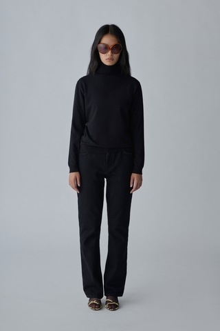 Suud Collection Siyah Balıkçı Yaka Triko Kazak