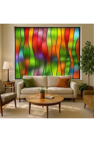 Vitray Desen Yapışkanlı Şeffaf Folyo 67cmx 150 cm - ölçü 67cm x150 cm