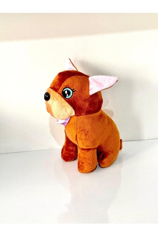 Joytoytr Oturan Tatlı Köpek Peluş Oyuncak 20cm Yapışkanlı Kahverengi