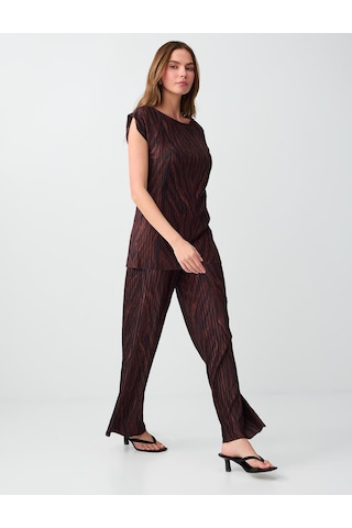 Jimmy Key Acı Kahve Normal Paça Bol Kesim Desenli Örme Pantolon 6sw186711803 Acı Kahverengi