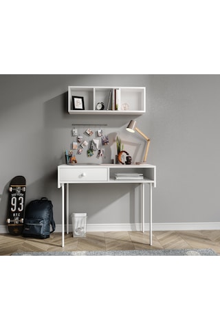 Major Beyaz Çalışma Masası Ve Üst Modül 1 Beyaz