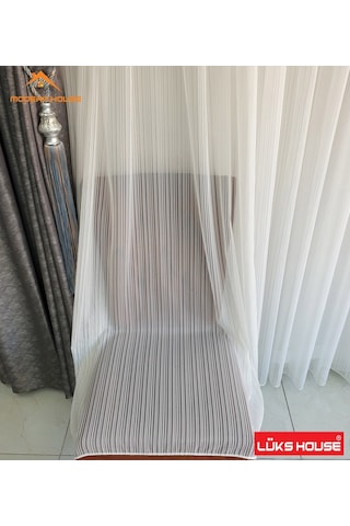 Lüks Dalga Zincir Çizgili Kurşunlu Tül Perde - Modern House