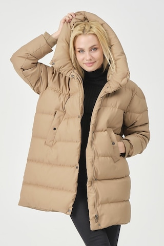 Pique Kadın Mont Geniş Yakalı Ribana Detaylı Oversize Kadın Mont Melody Kadın Mont K.bej