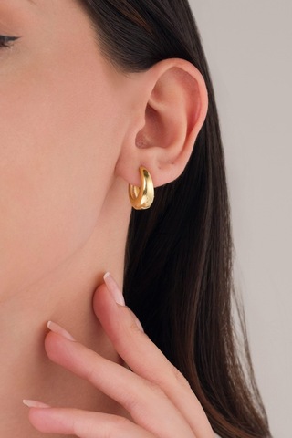 Tmt Silver 17 Mm Gümüş Altın Gold Kaplama Halka Şarnel Küpe