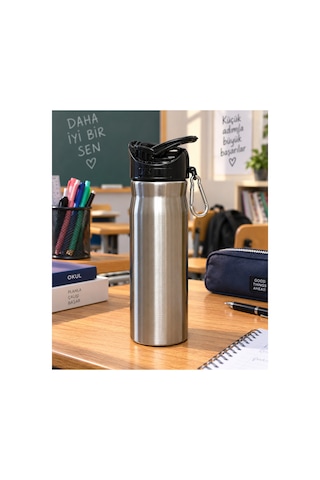 -12 500 Ml Çelik Matara Şah-2850 Gri