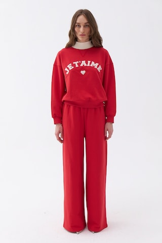 Nocturne Oversize Midi Kadın Pantolon - Günlük Rahatlık Kırmızı