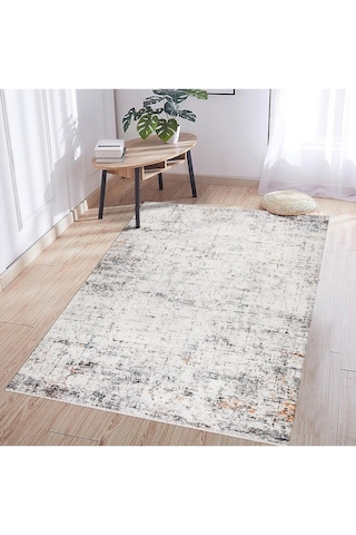 Madrid Vl Premium Yıkanabilir Pamuklu Kaymaz Tabanlı Saçaklı Kilim Krem-antrasit