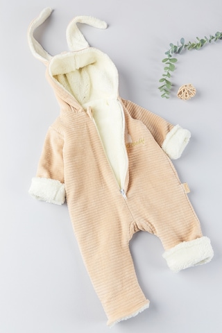 Babymod Tavşan Figürlü Kışlık Welsoft Kadife Astronot Kız/erkek Bebek Tulum 001
