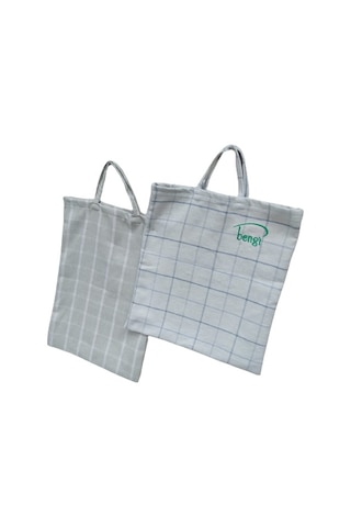 PAZAR ÇANTA 2 Adet Döşemelik Kareli Kumaş Model Renkli  Desenli 30 kg Taşıma Kapasite El Yapım