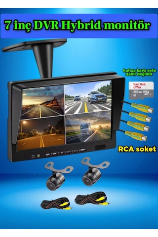 2 Adet Kelebek Kamera Ve 7 İnç Dvr Monitör 12 Volt 256 Gb