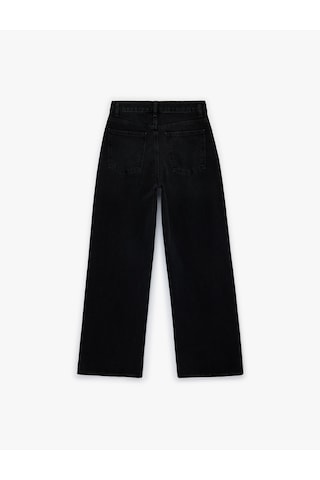 Koton Yüksek Bel Pamuklu Düğmeli Geniş Paça Denim Pantolon - Wide Leg Jeans Siyah 6sal40097md Siyah