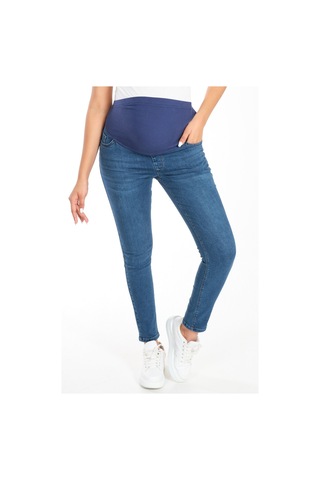 Busa Hamile Skinny Dar Paça Kot Pantolon Mavi-mavi