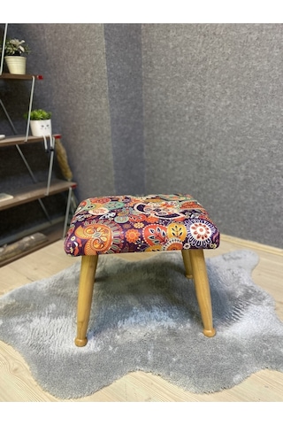 Trend Naturel Retro Ahşap Ayak Uzatma Pufu Makyaj Koltuğu Bench Tabure
