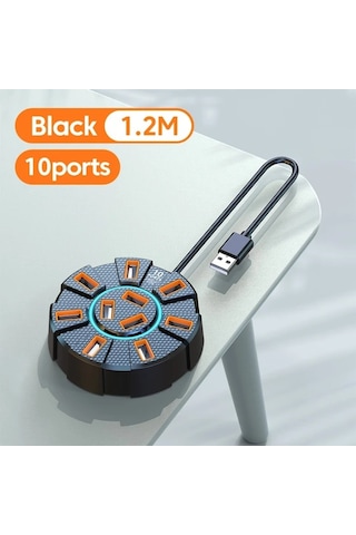 Xuweiwei 10 İn 1 Renkli Ortam Işığı Usb 2.0 Siyah 1.2 M Çoklu Led Renkleri Kolay Kurulum Yatak Odası Ofis Işık Dekoru