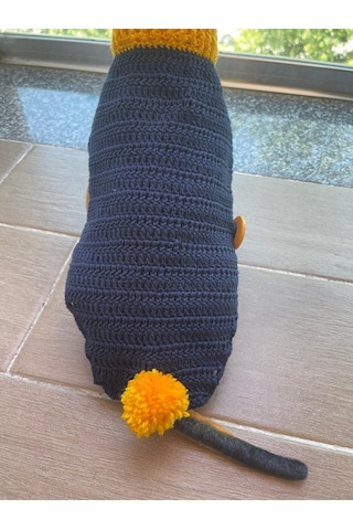 Pati Kedi Köpek Örme Ponponlu Düğmeli Kıyafet Giyim Pet
