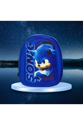 Kreş & Anaokulu Çocuk Sırt Çantası Kirpi Sonic Karakter 3-6 Yaş 5d Kabartmalı Kumaş Okul Çantası 30cm