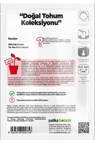 Bezelye Tohumu Utrillo, Araka 50 Adet Taze