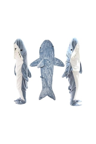 Trendooze Yeni Kış Karikatür Köpekbalığı Uyku Tulumu 190cm Gri Sp Gri