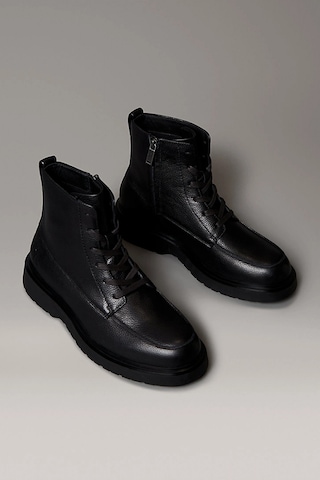 Calvin Klein Combat Essential Bağcıklı Deri Erkek Siyah Bot Ym0ym01375-0gj Siyah