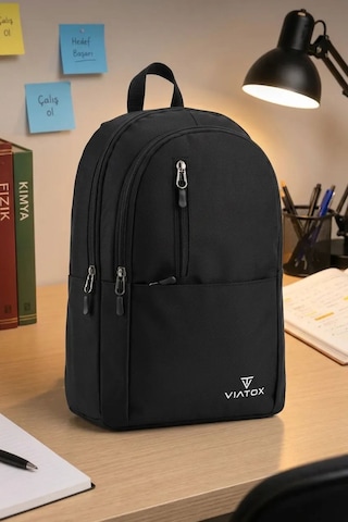 Vt-08 Unisex Okul Sırt Çantası Öğrenci Günlük Seyahat Tatil Spor Yürüyüş Seyahat Gezi Kamp Günlük Siyah