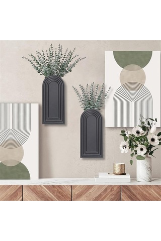 Paket Ahşap Duvar Vazo Seti Modern Çiftlik Evi Ve Boho Duvar Dekoru