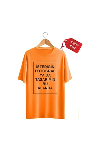 Kendin Tasarla T-shirt Kişiye Özel Tişört Baskılı Tshirt Turuncu