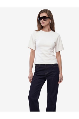 Koton Modal Kumaş Slim Fit Kısa Kollu Bisiklet Yaka Tişört Ekru 6sak50389ek