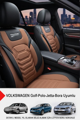 Titanyum Serisi Lüks Keten Üniversal Oto Koltuk Kılıfı Volkswagen Bora-golf-jetta-polo Uyumlu Taba