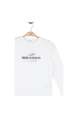 Nk Kids Kız Çocuk Uzun Kollu T-shirt 39329 Ekru-kahve