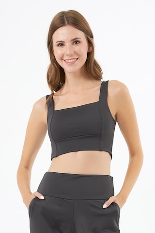Cottonhill Füme Kare Yaka Crop Top Büstiyer Füme