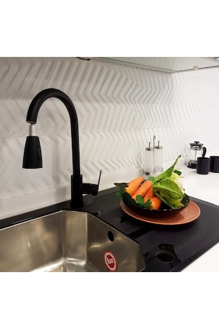 ON2 SPİRALLİ SİYAH MODERN MUTFAK - EVİYE BATARYASI