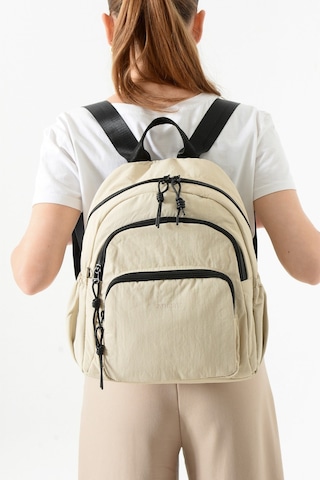 Paul Brand Kadın 3 Bölmeli Haif & Geniş Hacimli Suya Dayanıklı Klinkır Kumaş Günlük Sırt Çantası Mat1109 Krem