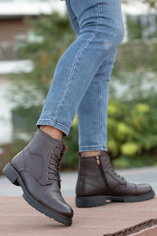 Garantili D4002 Hakiki Deri Soğuk Geçiremez Kışlık Erkek Bot Kahverengi