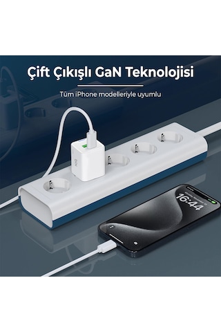 Bix BX2P30G GaN 30W Çift Portlu Şarj Cihazı Beyaz
