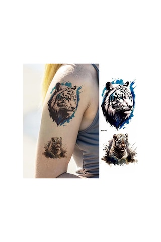 Hayal Sepeti Geçici Dövme 9,5x19cm Tattoo Minimal Tattoo Aksesuar Şık Kaplan Modeli