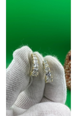 Xuping 14k Kuyumcu Model Zirkon Taşlı Kadın Küpe Altın