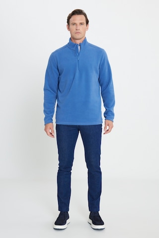 AC&Co / Altınyıldız Classics Anti-Pilling Tüylenme Yapmayan Bato Yaka Erkek Polar Sweatshirt Indigo İndigo
