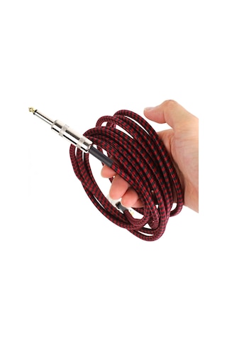 Sones Gitar Bağlantı Kablosu Folk Bas Performans Gürültü Azaltma Dirsek Ses Gitar Kablosu, Boyut: 10m Kırmızı Siyah